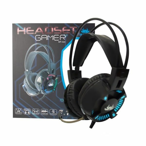 Fone de ouvido over-ear gamer Knup KP-464 preto com luz LED