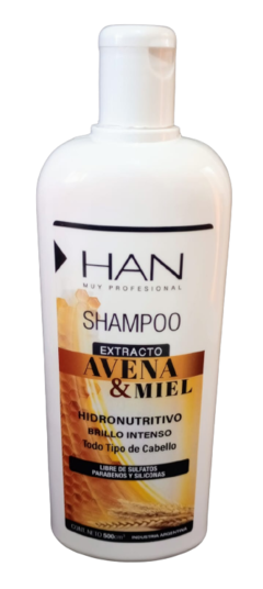 Shampoo avena y miel. anti frizz. x500ml. Han
