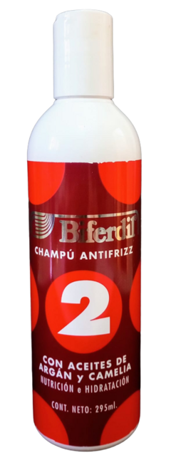 Champoo anti frizz con argan y camela. x295g. Biferdil