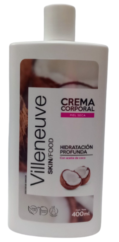 Crema corporal piel seca x400ml. villeneuve.