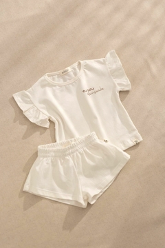 Conjunto feminino “Eu Sou Abençoada” Off White - loja online
