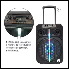 PARLANTE ORYX mod. BOSTON CON MICROFONO Y CARRO BATERÍA RECARGABLE 12" - HALLO Camicletas