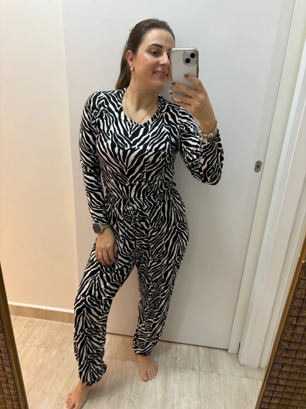 Conjunto de Pijama Buenos Aires Blusa longa e Calça Suede