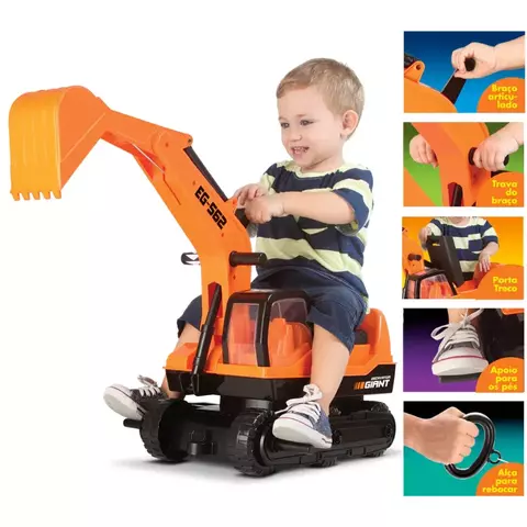 Trator Escavadeira Gigante Infantil Mini Veículo Trator Giant Escavator Roma Br