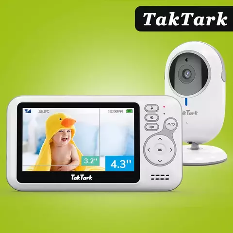 Monitor de Vídeo para Bebê 4,3" TakTark com Zoom e Visão Noturna