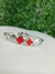 Bracelete Aço Inox Prata com vermelho modelo Virginia