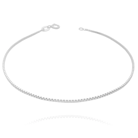 Pulseira Veneziana Slim 1MM - Banho Ouro Branco
