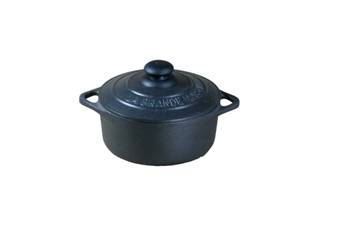 PANELA CAÇAROLA DE FERRO ESMALTADA COM TAMPA GRANDCHEF PRETA SEMI FOSCA (INTERNO E EXTERNO) 10CM