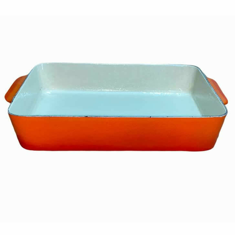 TRAVESSA RETANGULAR ALTA DE FERRO LGM LA GRANDE MAISON 32X24X06CM ESMALTADA VERMELHA COM BEGE