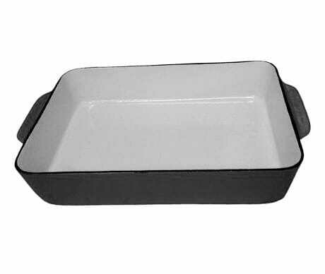 TRAVESSA RETANGULAR ALTA DE FERRO LGM LA GRANDE MAISON 32X24x06CM ESMALTADA PRETO EXTERNO COM BEGE INTERNO