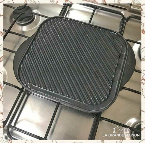 GRILL QUADRADO DE FERRO ESMALTADO GRANDCHEF 28X25X02CM PRETO SEMI FOSCO