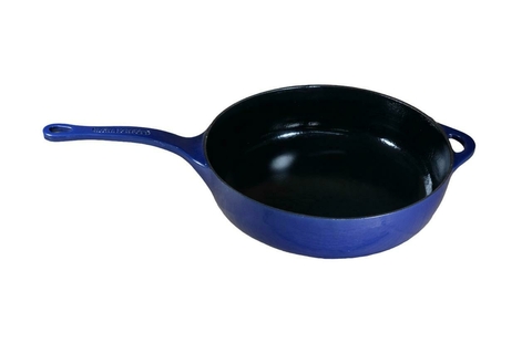 FRIGIDEIRA DE FERRO ESMALTADA SEM TAMPA LGM LA GRANDE MAISON AZUL COBALTO COM PRETO INTERNO 24CM