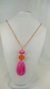 Colar Longo de Cristal com Pingente Gota de Resina