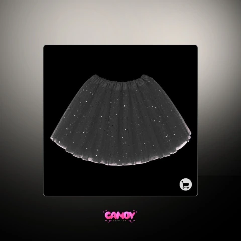 TUTU NEGRO GLITTER 30CM TALLE ADULTOS (PS)