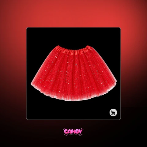TUTU ROJO GLITTER 30CM TALLE ADULTOS (PS)