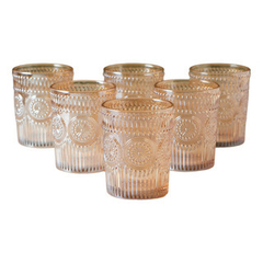 SET X 6 VASOS BAJOS DE VIDRIO COLOR CHAMPAGNE LINEA CARDIFF 350 ML