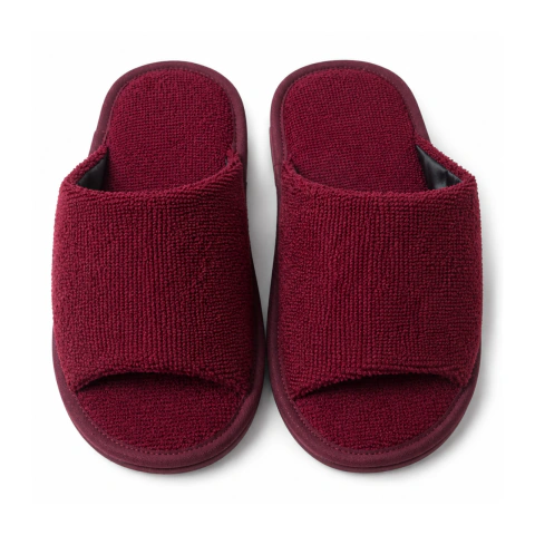 Pantufa Chinelo de Quarto Feminina Atoalhada Vinho