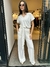 CALCA WIDE LEG BICOLOR EM MOLEVISCO BEGE CLARO - comprar online