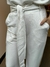 CALCA WIDE LEG BICOLOR EM MOLEVISCO BEGE CLARO