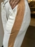 CALCA WIDE LEG BICOLOR EM MOLEVISCO BEGE CLARO - AVILLE