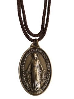 Cordão Nossa Senhora das Graças - Medalha Milagrosa (5 cm) - Ouro Velho - Mod. 1 na internet
