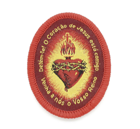 Detém-te - Escudo Sagrado Coração de Jesus - Bordado - Tecido