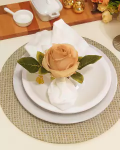 Porta guardanapo floral Rosa - kit com 2 - Liz Mesa Posta