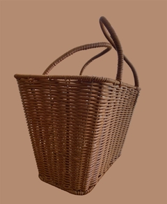 Canasto símil mimbre deco, rectangular CON manijas - comprar online