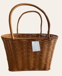 Canasto simil mimbre Ovalado - CON manijas - comprar online