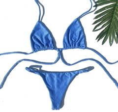 Biquíni Cortininha Azul com Amarração - comprar online