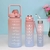Kit 3 Garrafa Agua Squeeze Motivacional Com Adesivos 300ml+900ml+2000ml