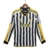 Camisa home do Juventus 23/24, modelo torcedor, preta e branca, com detalhes em amarelo e logo da Adidas.