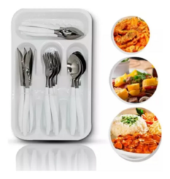 Kit de Talheres em Inox 25 Peças - Branco - loja online