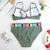 Sexy biquíni de duas peças para as mulheres, cor sólida, manga curta sopro, cintura alta, sem encosto, verão - comprar online