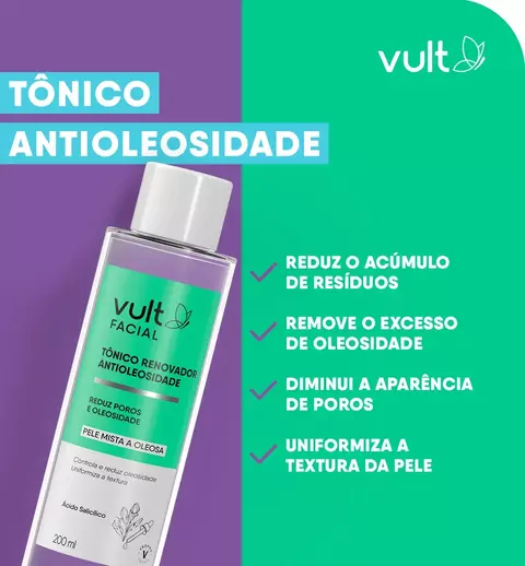 Tônico Renovador Facial Antioleosidade - Vult