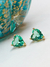 Conjunto Amor Colar e Brinco Verde Água Banhado a Ouro 18k - Gresto Semijoias