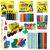 Conjunto completo de materiais escolares infantis para pré-escola, incluindo cola, massinha de modelar, tintas, canetas e outros itens educativos.
