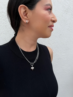 DOBLE COLLAR CORAZON PLATEADO
