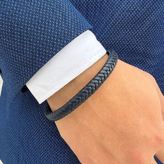 PULSERA TEJIDA AZUL MATE