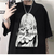 Anime Japonês das mulheres Impresso Camiseta de Manga Curta, Y2K Streetwear Bon na internet