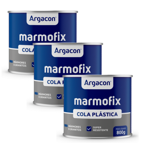 Massa Cola Plástica Preta Argacon 800gr Kit 3 Unidades
