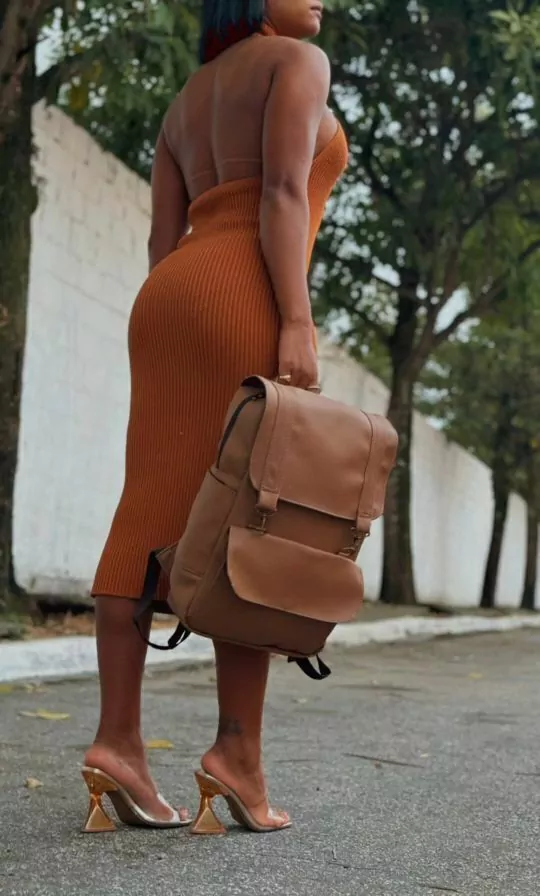 Mochila Lisboa cor whisky Feminina + BRINDE