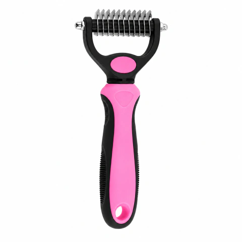 Escova Dupla Desemboladora Pet P Rosa – Remove Nós e Subpelos com Facilidade