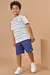 Conjunto de camisa em meia malha e bermuda em linho santorine com elastano