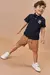 Conjunto Bebê Menino de Camisa Polo em Meia Malha e Bermuda em Moletom Trabalhado sem Pelúcia 82119 LucBoo