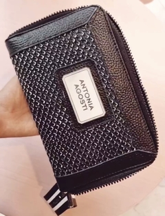 BILLETERA XL CUERO NEGRA Y FUCSIA - comprar online