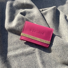 TARJETERO NINA DE CUERO FUCSIA