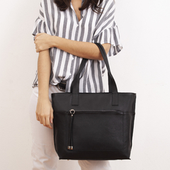 TOTE SIMONA CUERO NEGRO - Marijo