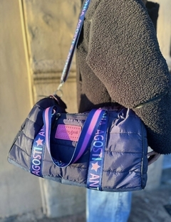 BOLSO VIETNAM PUFFER NEGRO Y FUCSIA