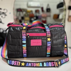 BOLSO VIETNAM PUFFER NEGRO Y FUCSIA - comprar online